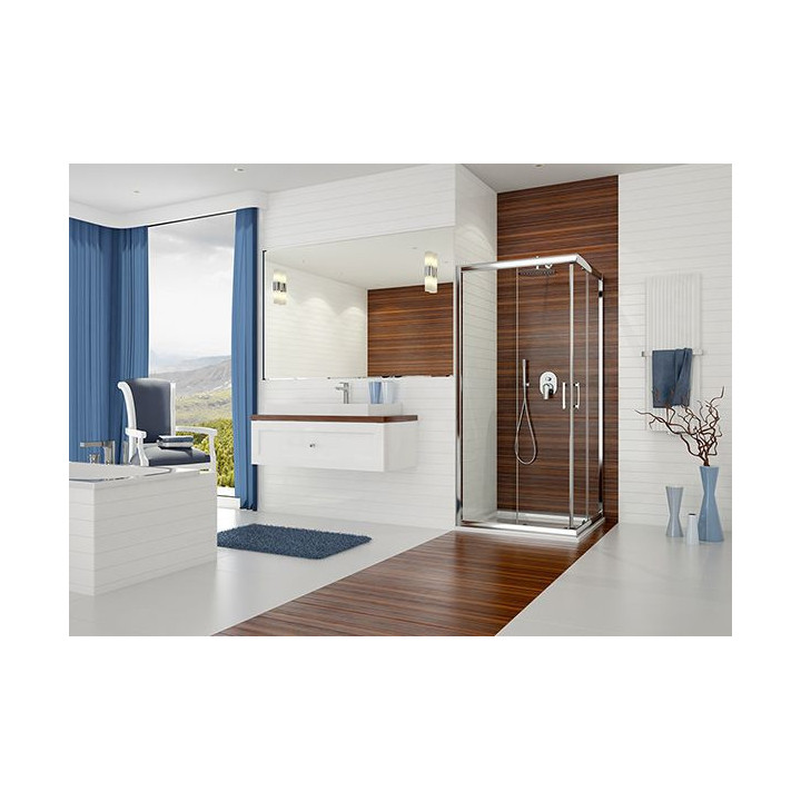 Kabina narożna 90x90x190 cm, Sanplast TX - Srebrny błyszczący