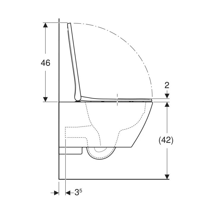 Zestaw wiszącej miski WC, lejowa, ukryte mocowania, Rimfree, z deską sedesową, z pokrywą przykrywającą siedzisko, Geberit Smyle 