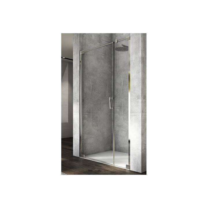 Drzwi wahadłowe jednoczęściowe z elementem stałym w linii, SanSwiss Cadura - Srebrny połysk