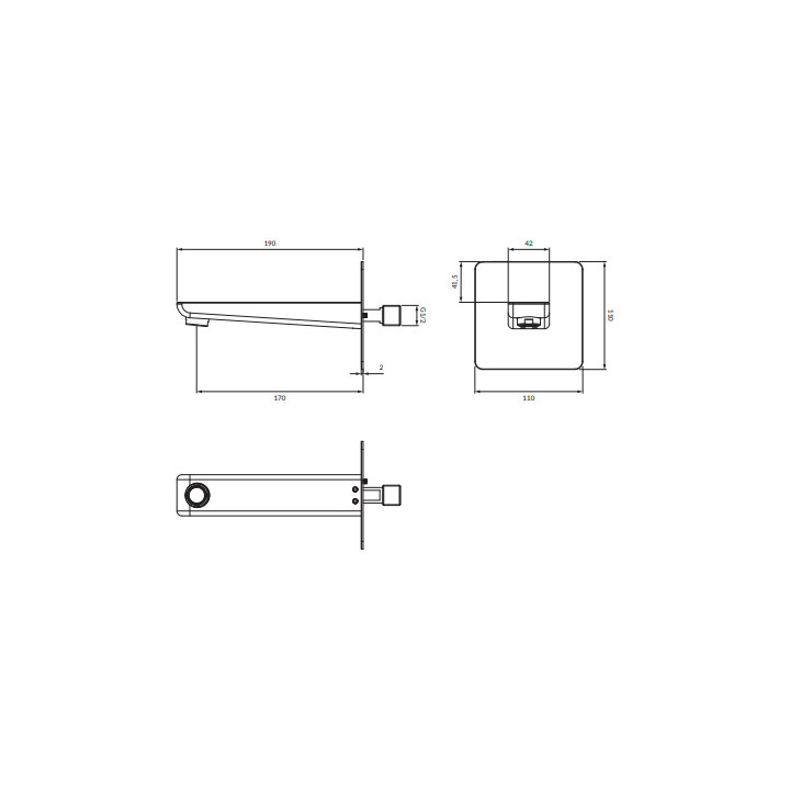 Wylewka wannowa ścienna, Omnires Parma - Grafit