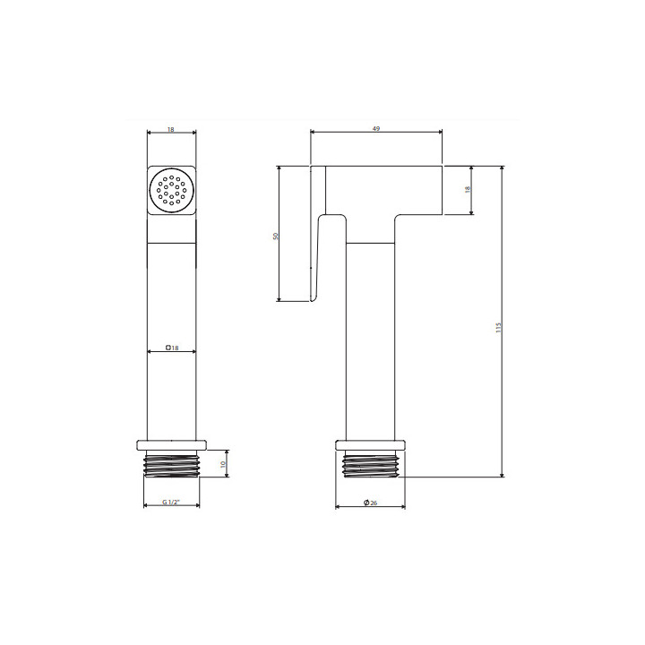 Rączka bidetowa, Omnires Bidetta - Grafit