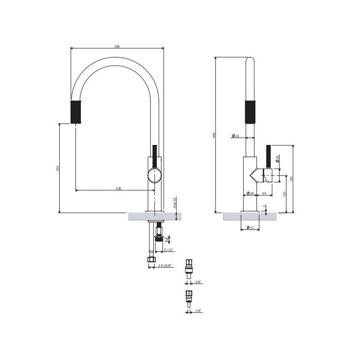 Bateria kuchenna do podłączenia zestawu filtrującego, Omnires Switch - Czarny mat