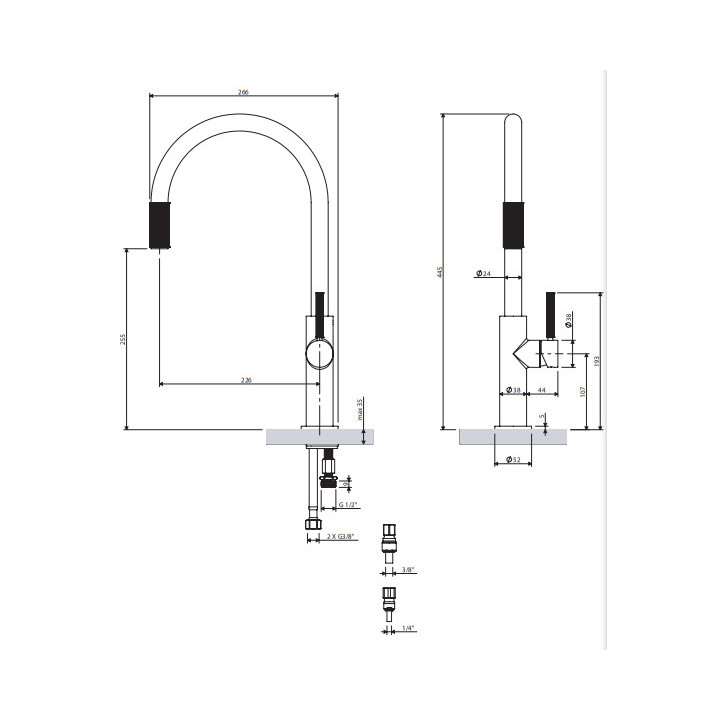 Bateria kuchenna do podłączenia zestawu filtrującego, Omnires Switch - Miedź