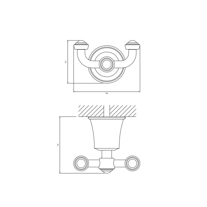 Haczyk podwójny, Omnires Art Line - Mosiądz szczotkowany
