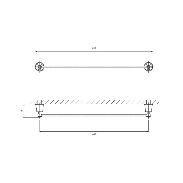 Wieszak na ręcznik, 65 cm, Omnires Art Line - Mosiądz szczotkowany