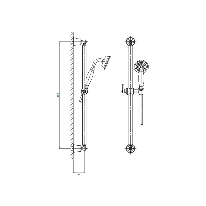 Zestaw prysznicowy suwany, Omnires Armance - Mosiądz szczotkowany