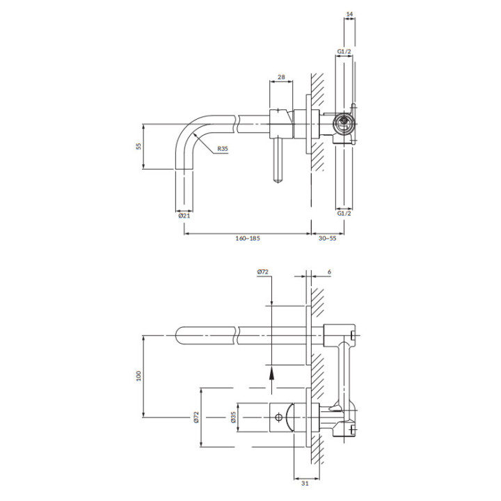 Bateria umywalkowa podtynkowa, Omnires Y - Biały mat 