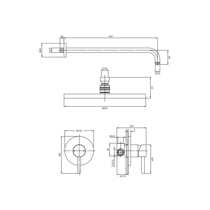 System prysznicowy podtynkowy, Omnires Y - Biały mat
