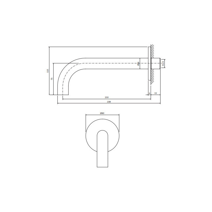 Wylewka wannowa ścienna, Omnires Y - Mosiądz szczotkowany