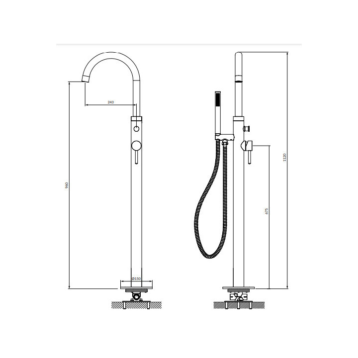 Bateria wannowa wolnostojąca, Omnires Y - Mosiądz szczotkowany