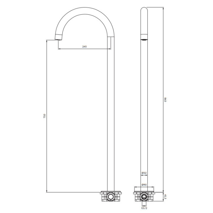 Wylewka wannowa wolnostojąca, Omnires Y - Mosiądz szczotkowany