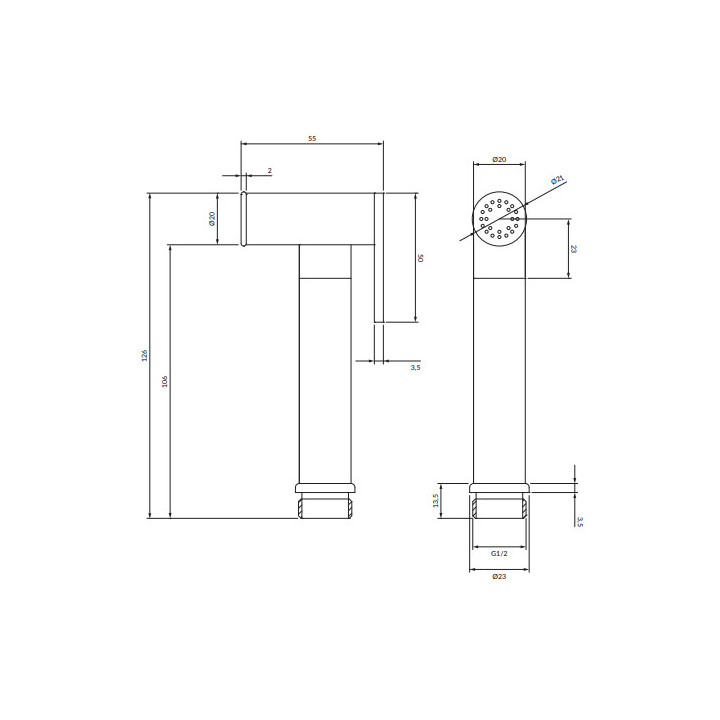 Rączka bidetowa, Omnires Bidetta - Grafit