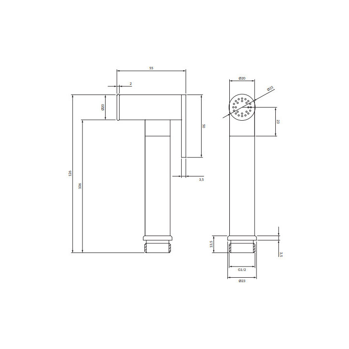 Rączka bidetowa, Omnires Bidetta - Nikiel