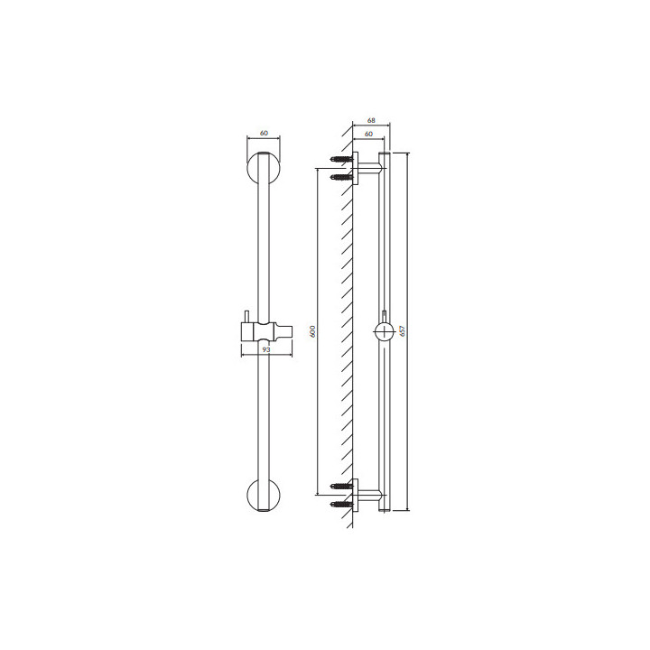 Drążek prysznicowy, 66 cm, Omnires - Mosiądz szczotkowany