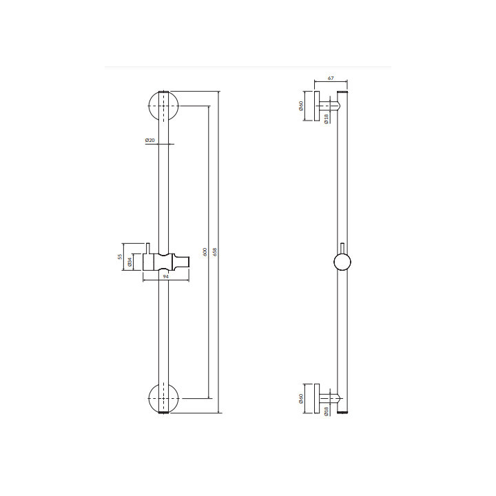 Zestaw prysznicowy suwany, Omnires Microphone - Mosiądz szczotkowany