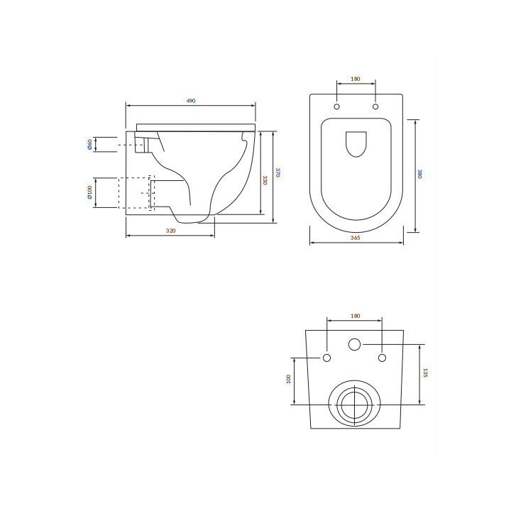 Bezkołnierzowa miska toaletowa wisząca z deską wolnoopadającą, 49x37 cm, Omnires Ottawa - Biały mat  