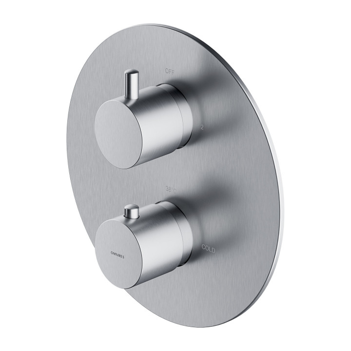 Termostatyczna bateria prysznicowo-wannowa podtynkowa, element natynkowy, Omnires Y - Nikiel  