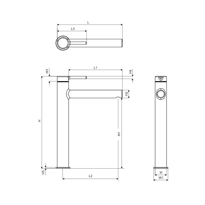 Bateria umywalkowa wysoka, Excellent Seria Pi - Czarny