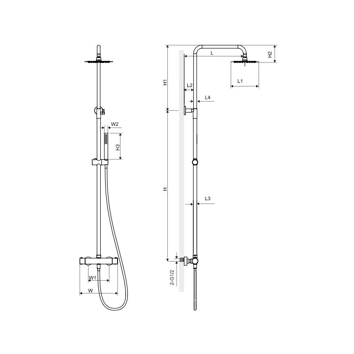 Zestaw prysznicowy termostatyczny Rain, Excellent Round - Czarny mat  