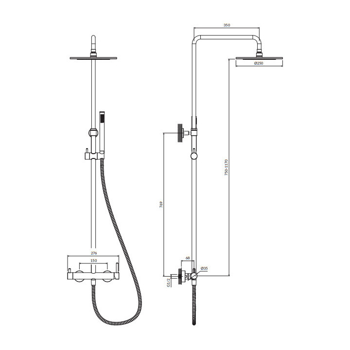System prysznicowy natynkowy, Omnires Y - Nikiel