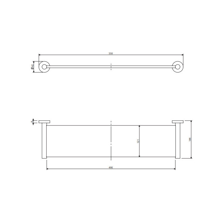 Półka szklana, Omnires Modern Project - Czarny mat