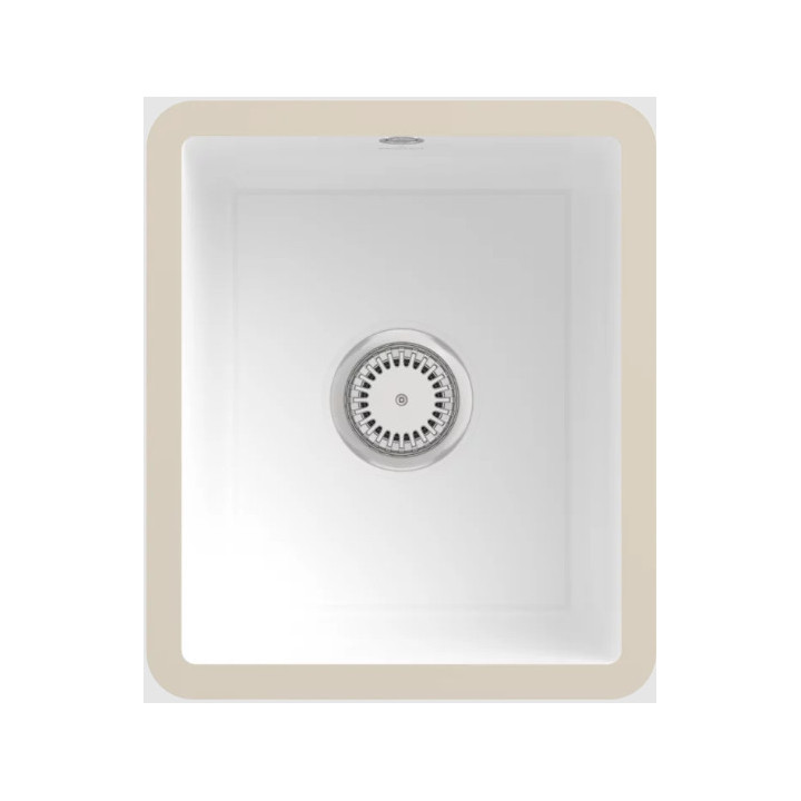 Zlewozmywak podblatowy 37,5 x 44 cm, zestaw odpływowy z uruchamianiem ręcznym, Villeroy & Boch Subway 45 SU - Weiss Alpin Cerami