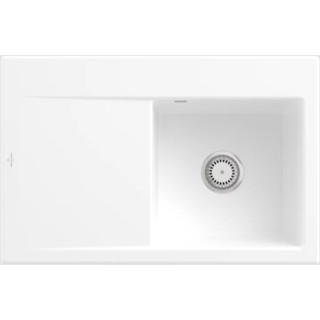 Zlewozmywak nablatowy, włącznie Zestaw odpływowy z uruchamianiem ręcznym, z Ceramika, 780 x 510 mm, Villeroy & Boch Subway Style