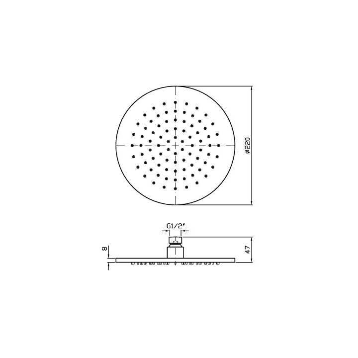 Glowica natryskowa ze stali nierdzewnej Ø 220 mm, Zucchetti - Miedź szczotkowana