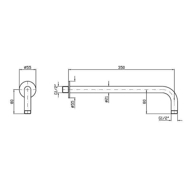 Ramię natryskowe ze stali nierdzewnej 35 cm, Zucchetti - Miedź szczotkowana