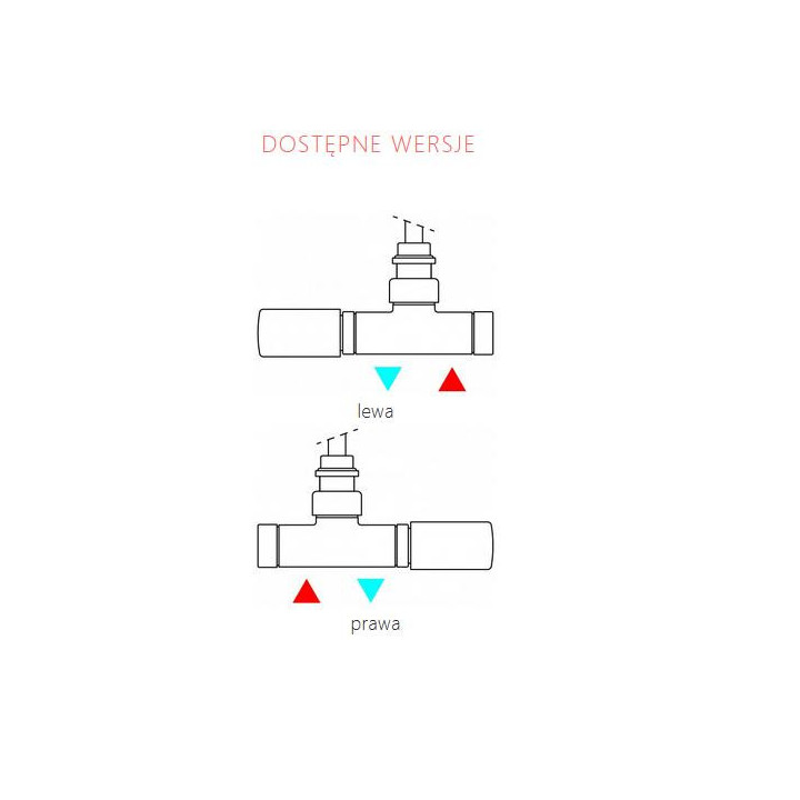 Zestaw zintegrowany termostatyczny kątowy z rurką zanurzeniową Terma, Lewy - chrom