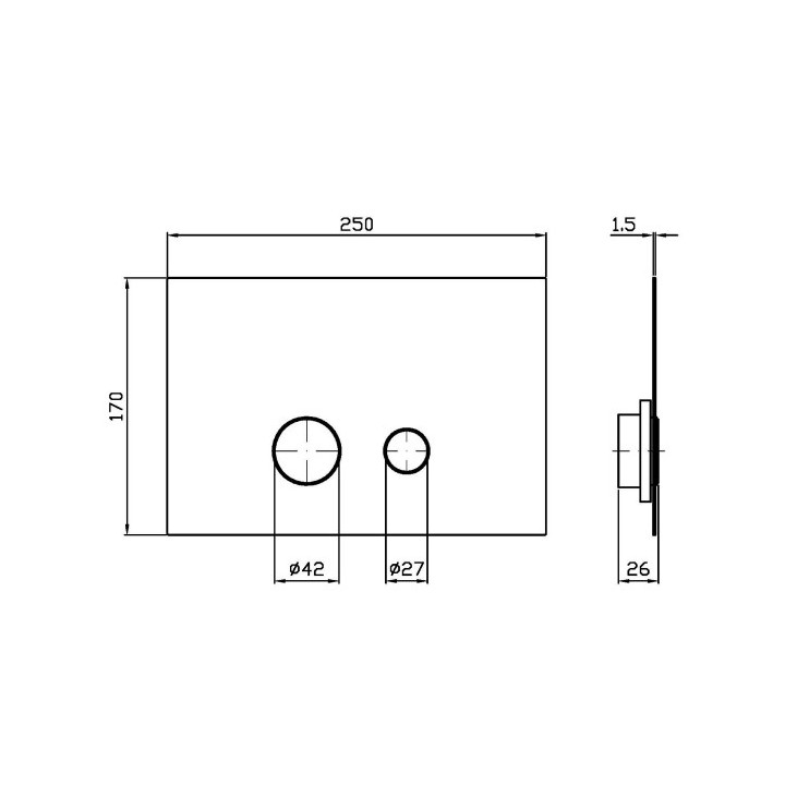 Przycisk spłukujący do toalety z płytką ze stali nierdzewnej, Zucchetti - Miedź szczotkowana