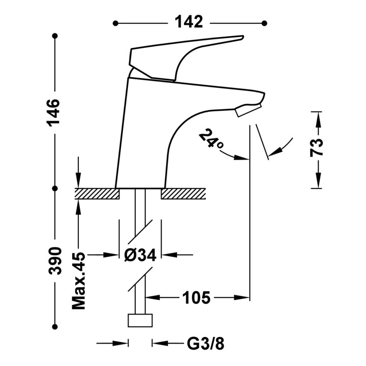 Bateria jednouchwytowa umywalkowa z systemem Tres-Duo, Tres Canigó - Chrom