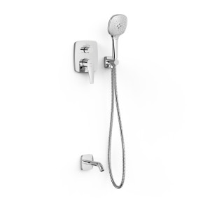 Zestaw baterii jednouchwytowej podtynkowej 2-drożnej Rapid-box wannowa i prysznicowa, Tres Canigó Plus - Chrom 