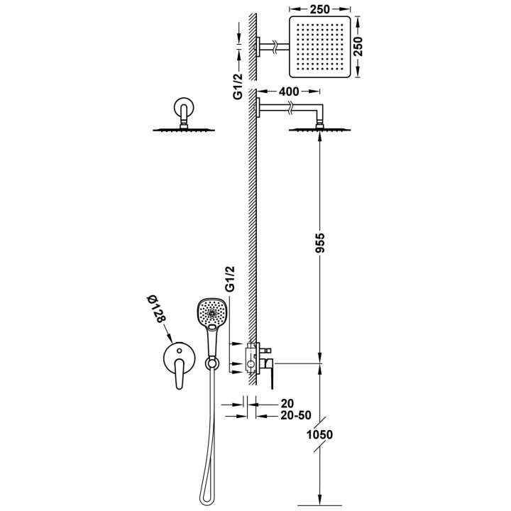 Zestaw baterii jednouchwytowej podtynkowej 2-drożnej prysznicowej, Tres Class - Chrom 