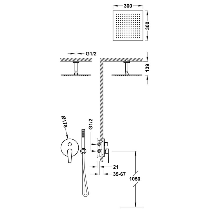 Zestaw baterii jednouchwytowej podtynkowej 2-drożnej Rapid-box prysznicowej, Tres Class - Chrom