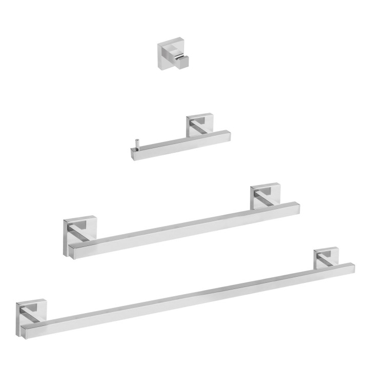 Zestaw 2 Haczyk na ręcznik + 1 Uchwyt na papier toaletowy bez klapy + 1 Wieszak, chrom