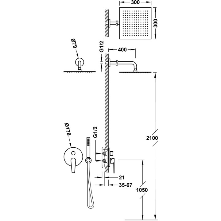Zestaw baterii jednouchwytowej podtynkowej 2-drożnej Rapid-box prysznicowej, Tres Class - Chrom