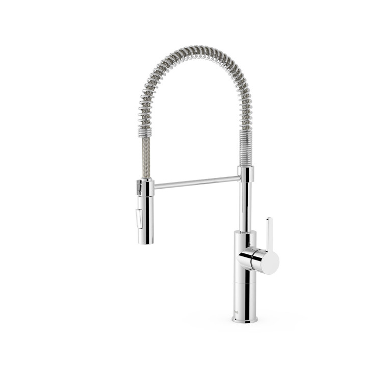 Bateria jednouchwytowa z wyciąganą wylewką i 2 rodzajami strumienia do kuchni przemysłowej, Tres Cocina - Chrom 