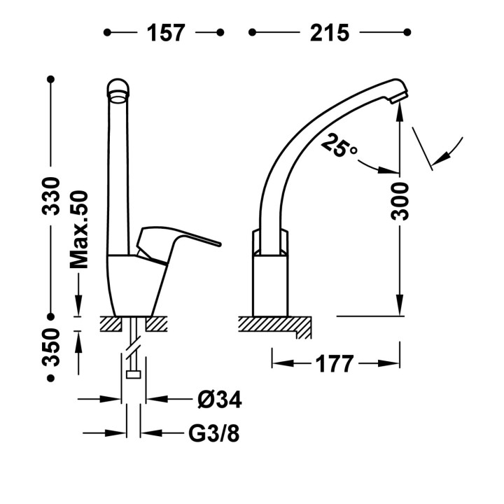 Bateria jednouchwytowa kuchenna, Tres Cocina - Chrom