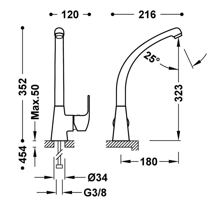 Bateria jednouchwytowa kuchenna, Tres Cocina - Chrom