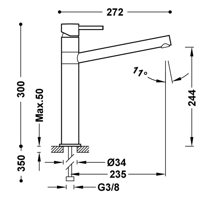 Bateria jednouchwytowa kuchenna, Tres Cocina - Chrom