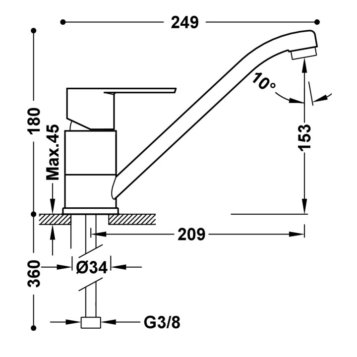 Bateria jednouchwytowa kuchenna, Tres Cocina - Chrom