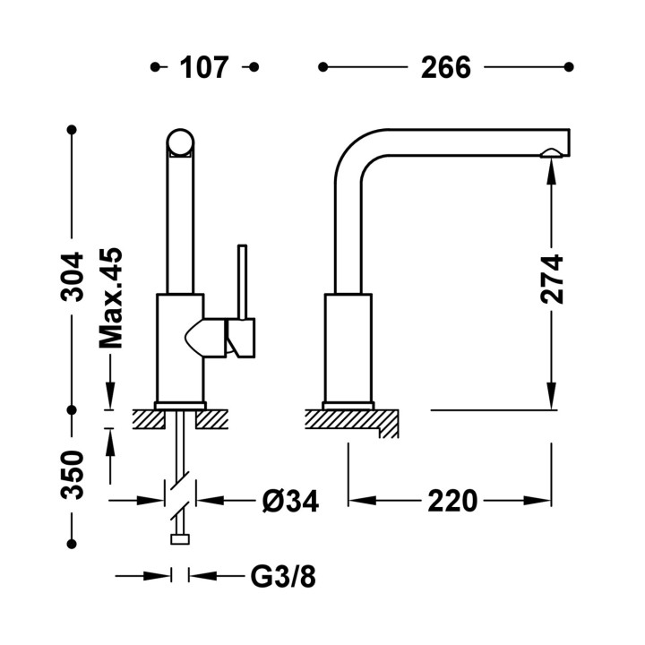 Bateria jednouchwytowa kuchenna, Tres Cocina - Chrom