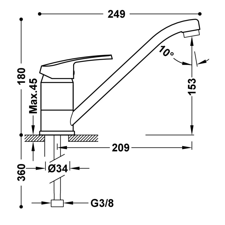 Bateria jednouchwytowa kuchenna, Tres Cocina - Chrom