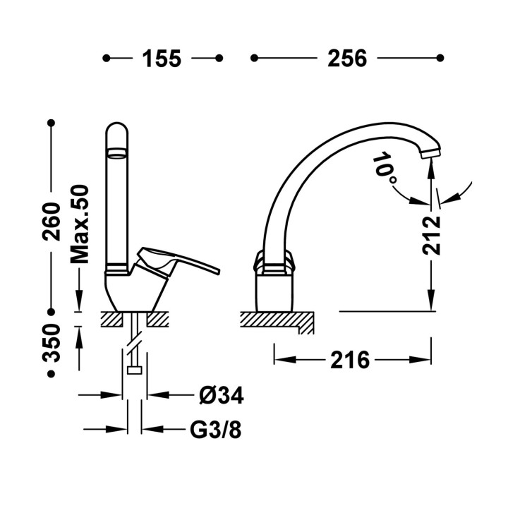 Bateria jednouchwytowa kuchenna, Tres Cocina - Chrom