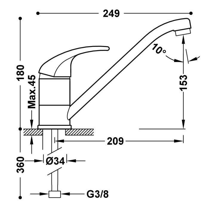 Bateria jednouchwytowa kuchenna, Tres Cocina - Chrom