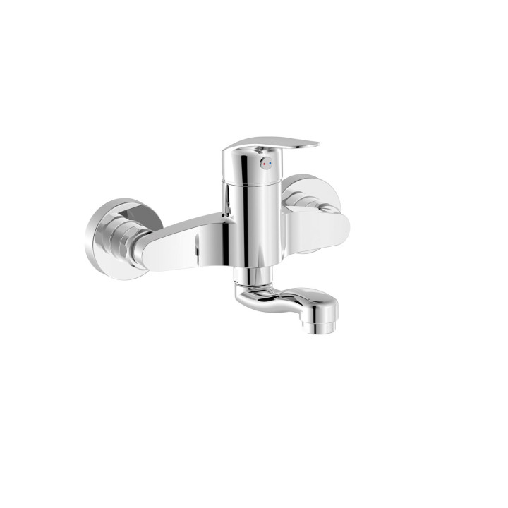 Bateria jednouchwytowa ścienna kuchenna, Tres Cocina - Chrom