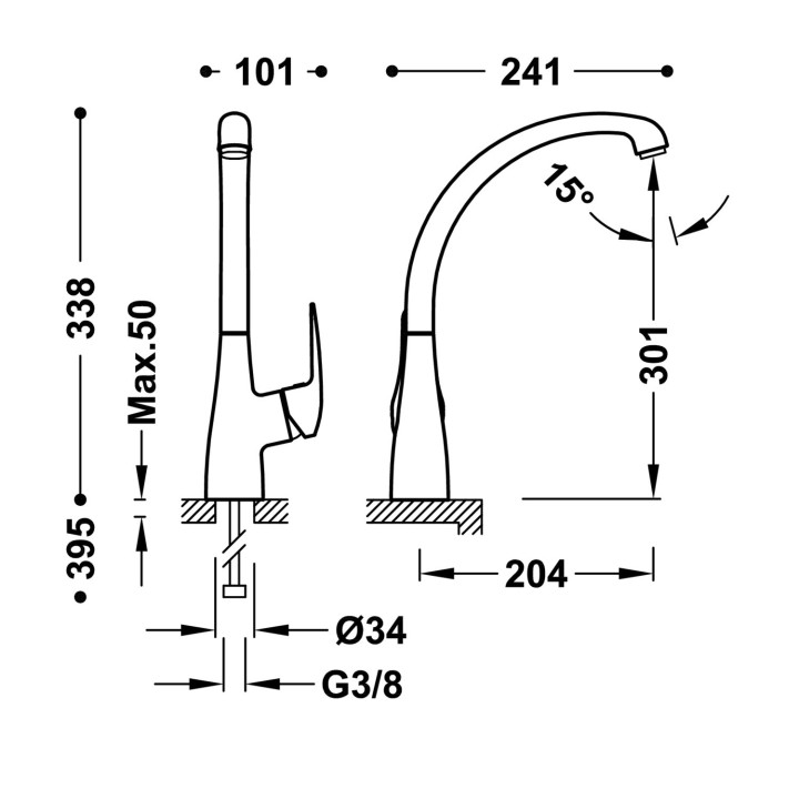 Bateria jednouchwytowa kuchenna, Tres Cocina - Chrom