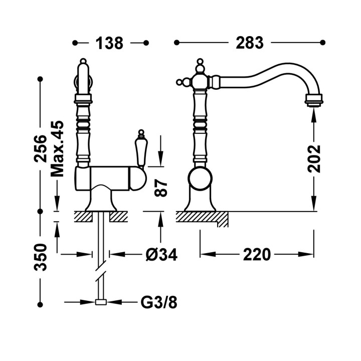 Bateria jednouchwytowa z uchylną wylewką kuchenna, Tres Cocina - Mosiądz Antyczny Matowy