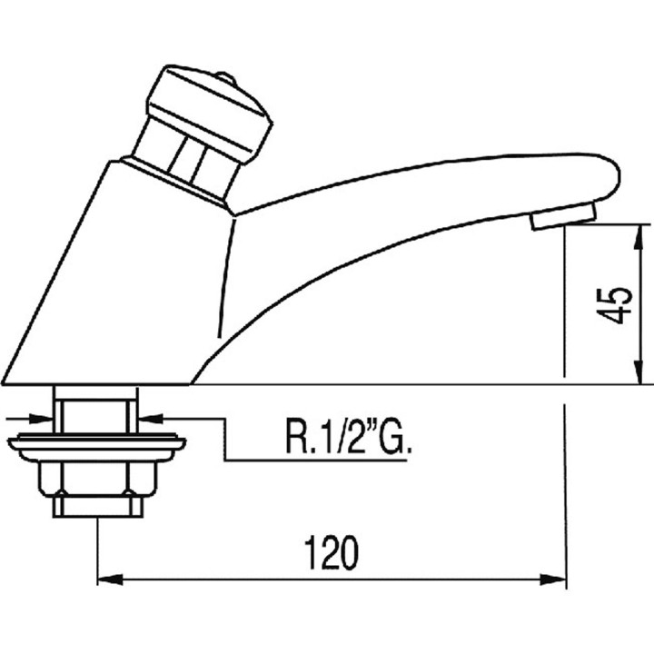 Bateria czasowa 1-drożna umywalkowa, Tres Colectividades - Chrom